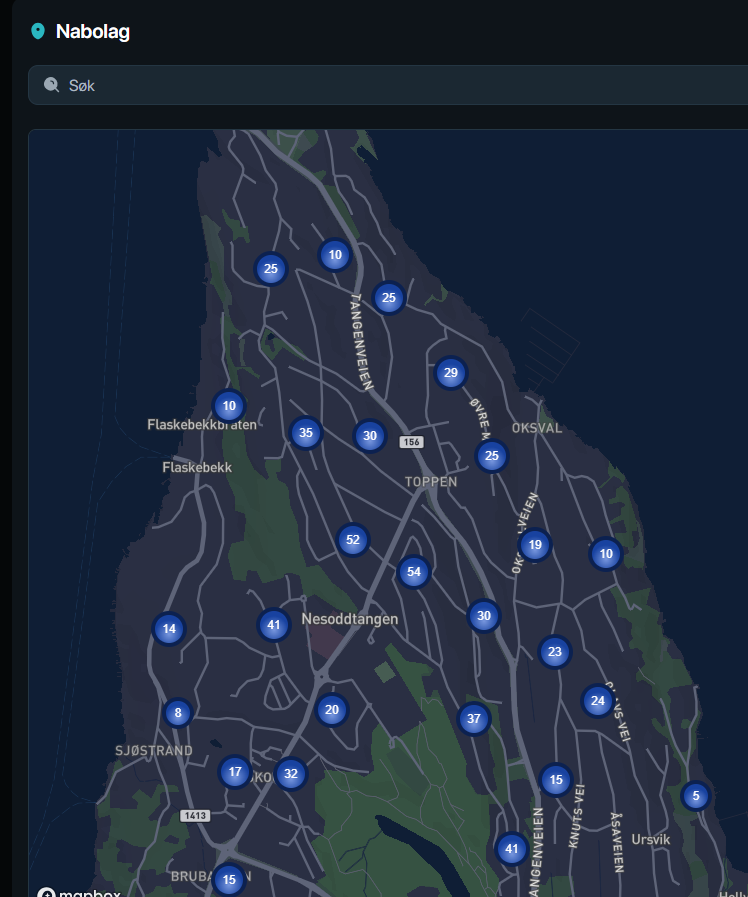 Kart med punkter - Klikk for stort bilde