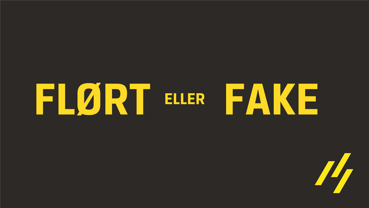 Tekstplakat som sier flørt eller fake? - Klikk for stort bilde